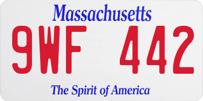MA license plate 9WF442