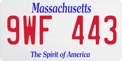 MA license plate 9WF443