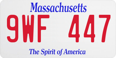 MA license plate 9WF447