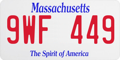 MA license plate 9WF449