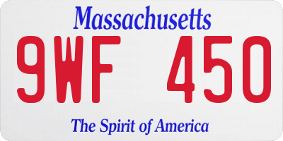 MA license plate 9WF450
