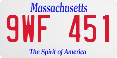 MA license plate 9WF451