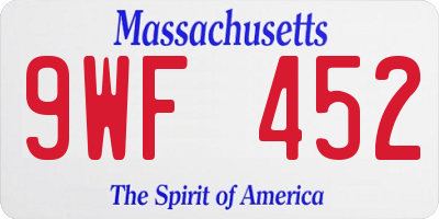 MA license plate 9WF452
