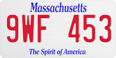 MA license plate 9WF453
