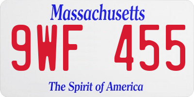 MA license plate 9WF455
