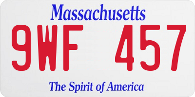 MA license plate 9WF457