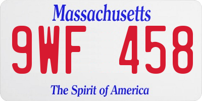 MA license plate 9WF458