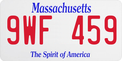 MA license plate 9WF459