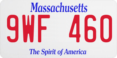 MA license plate 9WF460
