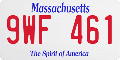 MA license plate 9WF461