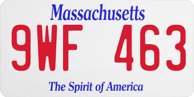 MA license plate 9WF463
