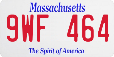 MA license plate 9WF464