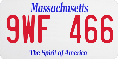 MA license plate 9WF466