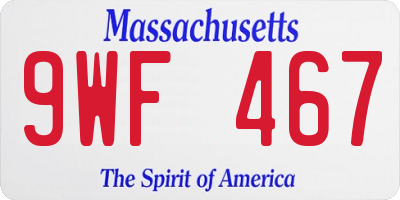 MA license plate 9WF467