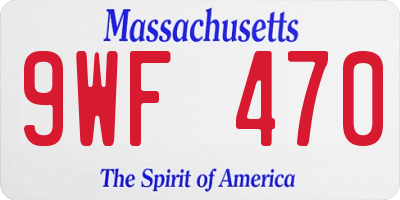 MA license plate 9WF470