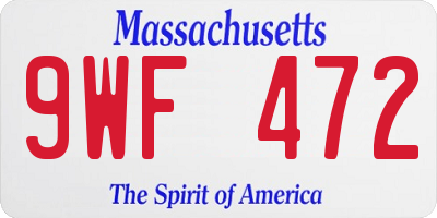 MA license plate 9WF472