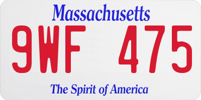 MA license plate 9WF475