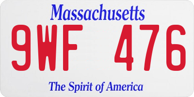 MA license plate 9WF476