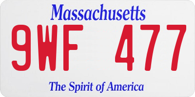 MA license plate 9WF477