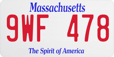 MA license plate 9WF478