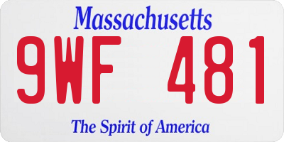 MA license plate 9WF481