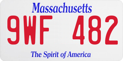 MA license plate 9WF482