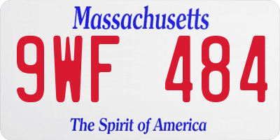 MA license plate 9WF484