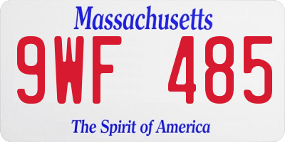 MA license plate 9WF485