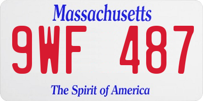 MA license plate 9WF487
