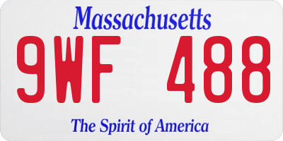 MA license plate 9WF488