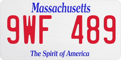 MA license plate 9WF489