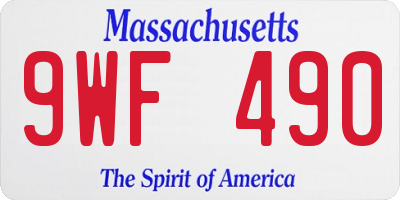 MA license plate 9WF490