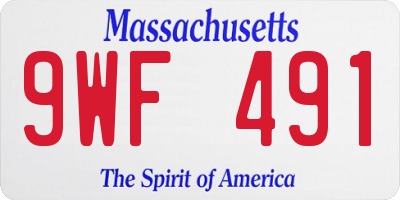 MA license plate 9WF491