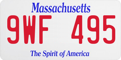 MA license plate 9WF495