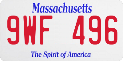 MA license plate 9WF496
