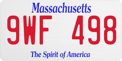 MA license plate 9WF498