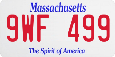 MA license plate 9WF499
