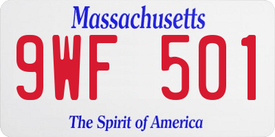 MA license plate 9WF501
