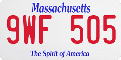 MA license plate 9WF505
