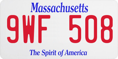 MA license plate 9WF508
