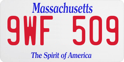 MA license plate 9WF509