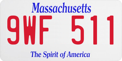 MA license plate 9WF511