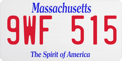MA license plate 9WF515