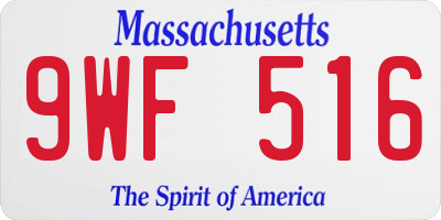 MA license plate 9WF516