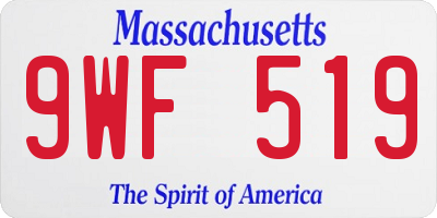 MA license plate 9WF519