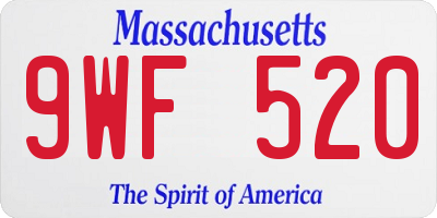 MA license plate 9WF520