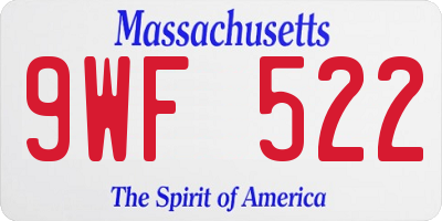 MA license plate 9WF522
