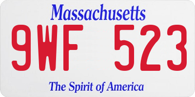 MA license plate 9WF523