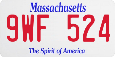 MA license plate 9WF524