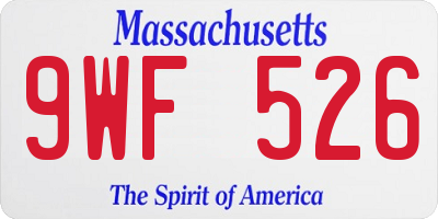 MA license plate 9WF526